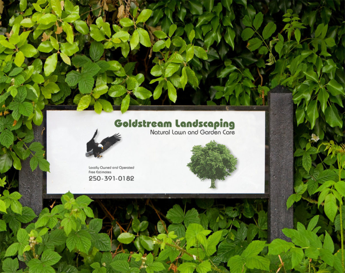 landscaping sign in bush