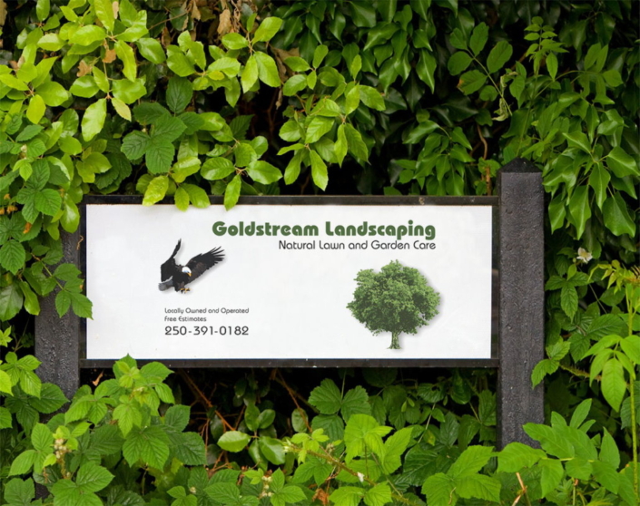 landscaping sign in bush